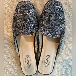 New Paisley Rhinestone Mules Flats Slip On Shoes Size 9
